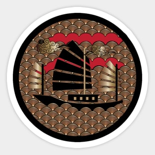 Japanese Waves Crest Copper Design Sticker